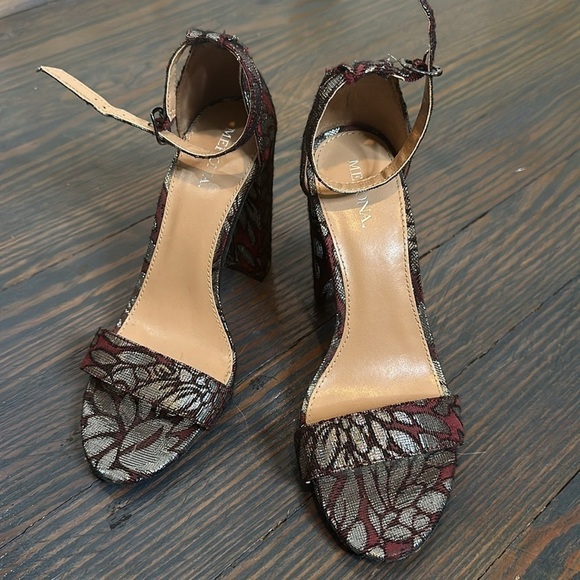 | 7 | High Heel Sandal | Maroon with Silver Floral Embroidered - Picture 2 of 7